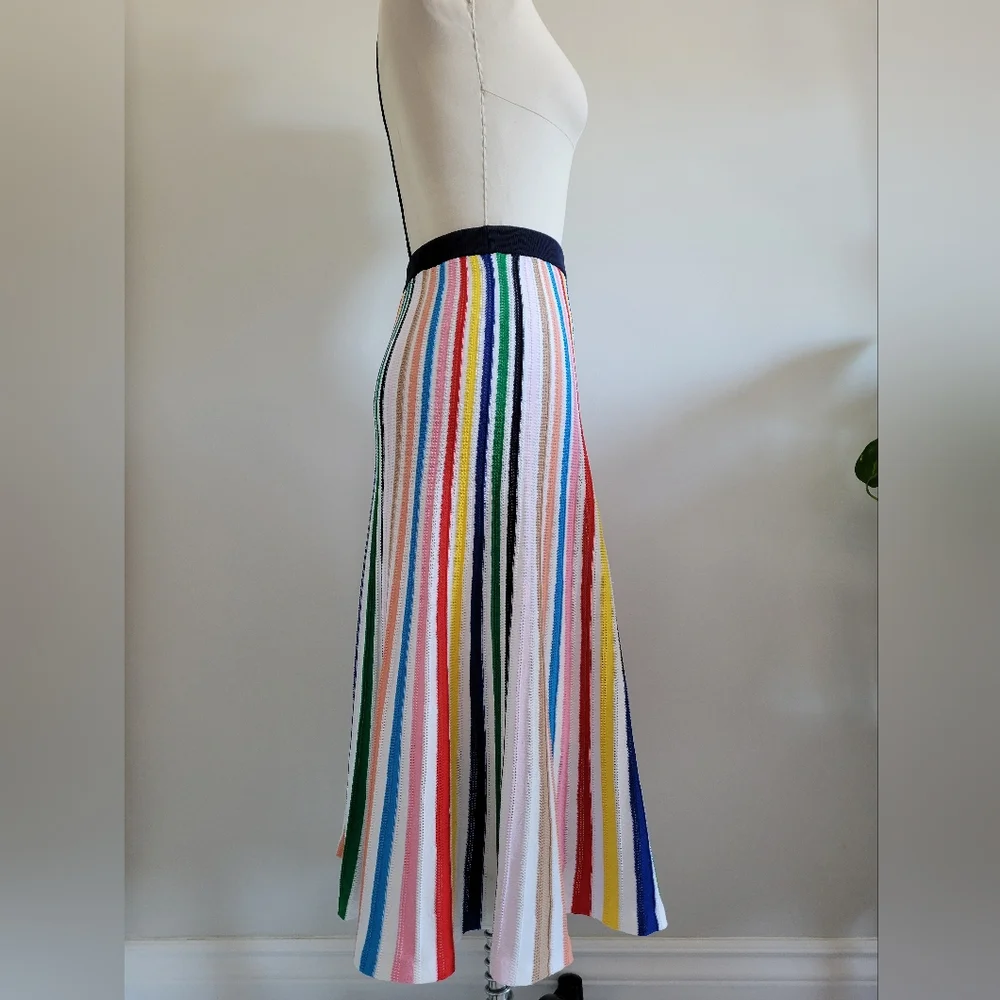 J. CREW multicolour rainbow stripe knit midi skirt - Picture 2 of 12